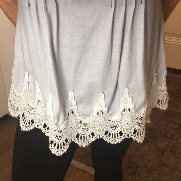 Black Grey Ombré Blouse white buttons and lace - Picture 7 of 7